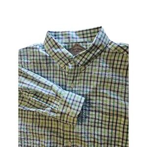 Bill's‎ Khakis Seersucker Plaid Button Down Long Sleeve Shirt Casual Men's Large